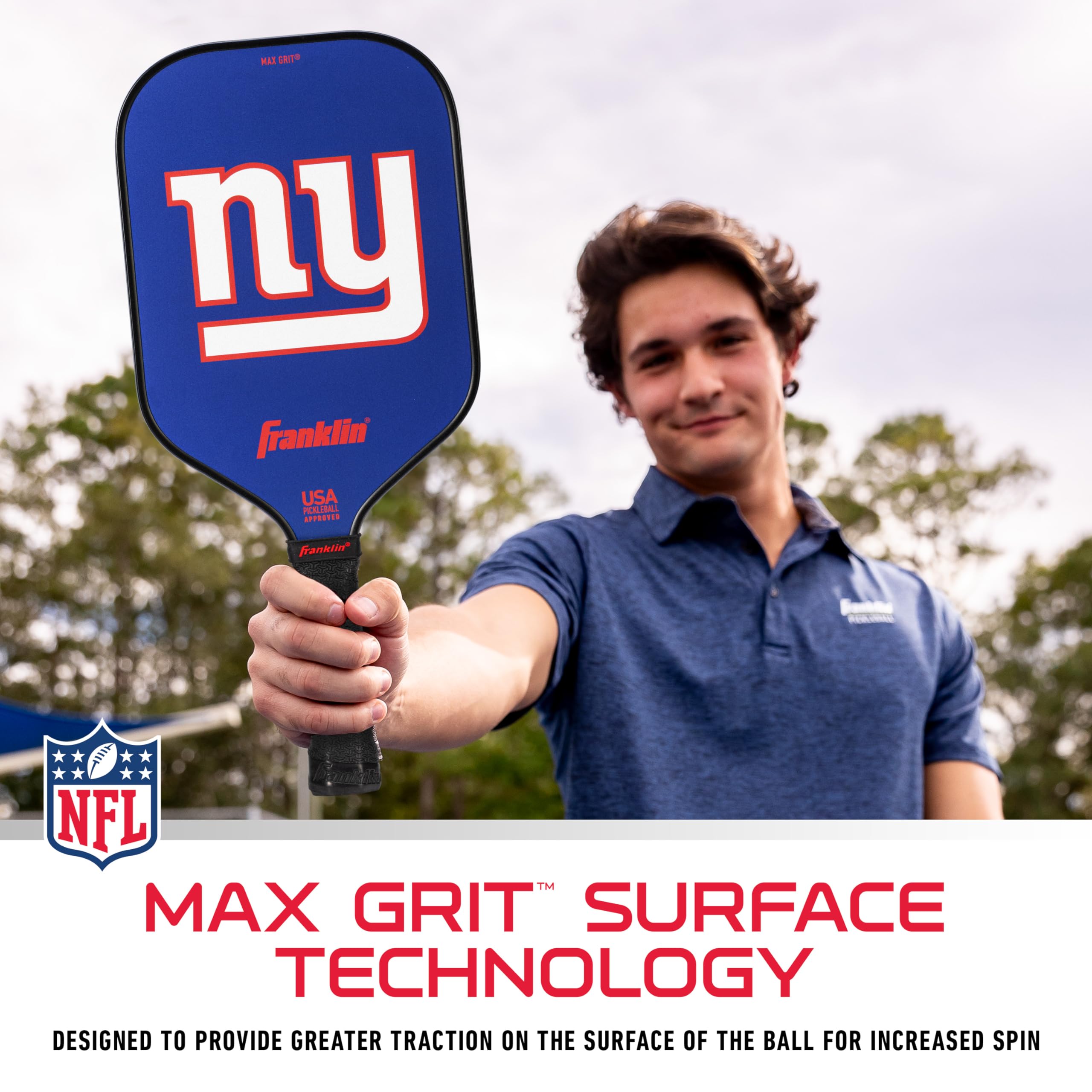 Franklin Sports Nfl New York Giants Pickleball Paddle - Pickleball X - Polypropylene Core, Team Logo - Nfl Official Licensed Pro
