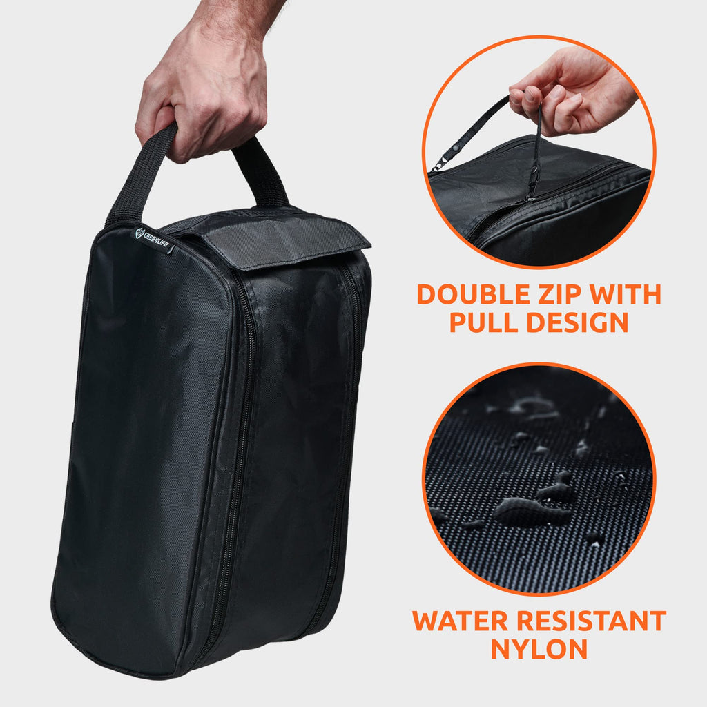Case4Life - Black Sneaker Shoe Duffle Bag For Travel, Gym, Sport & Soccer Shoes - Heavy Duty & Water Resistant Design
