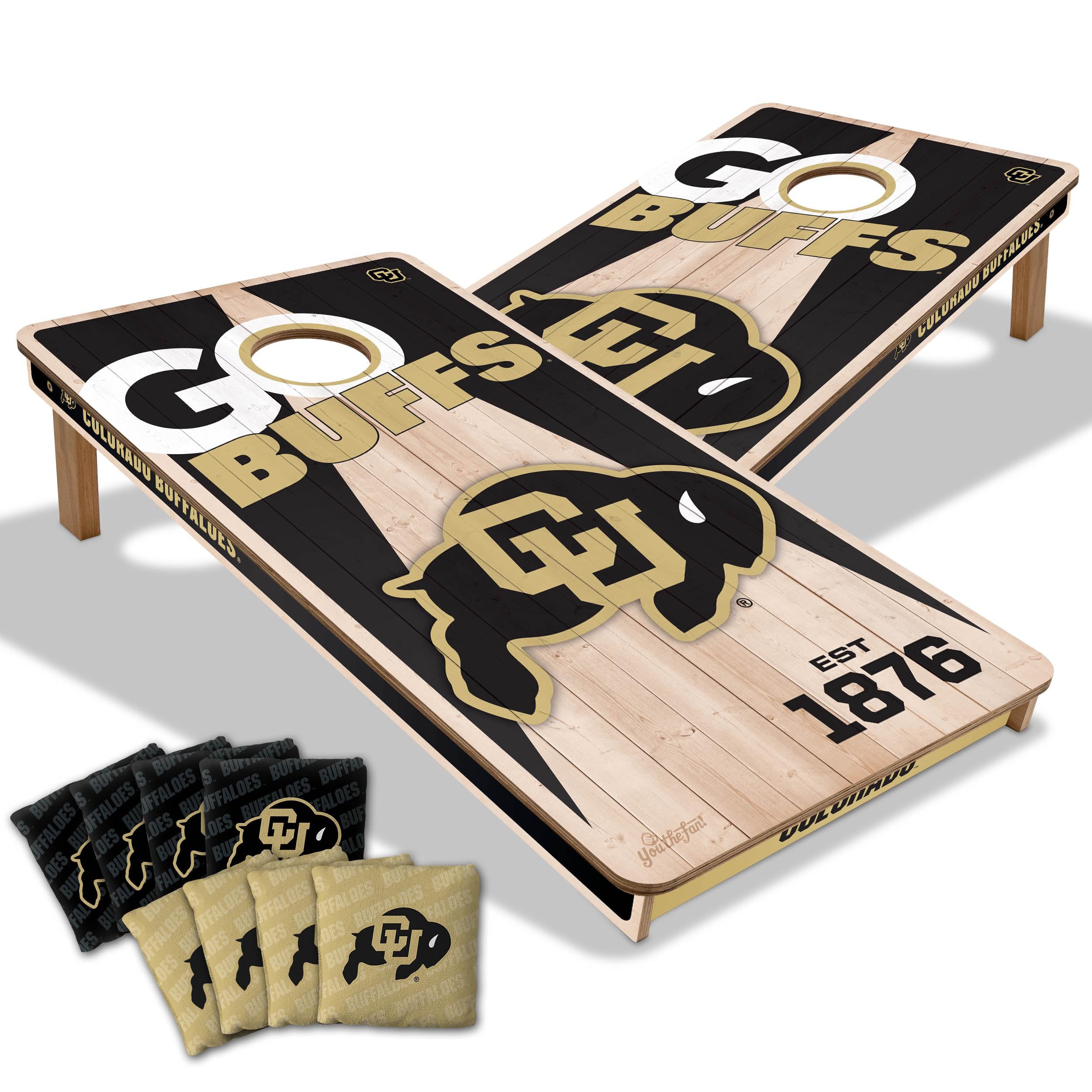 YouTheFan NCAA Colorado Buffaloes 2 x 4 Professional Wood Cornhole Game with Logo Bags