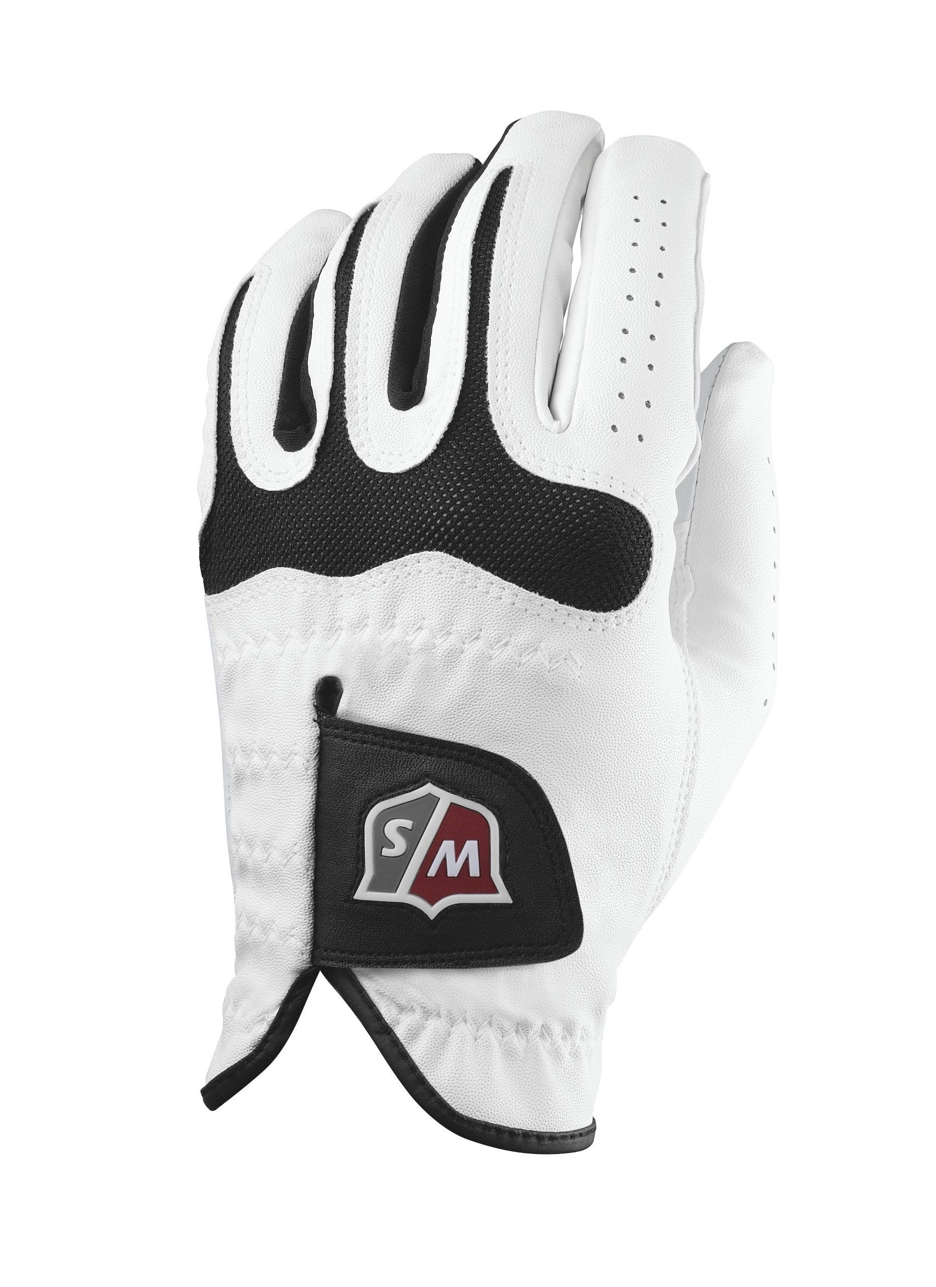 Wilson Sporting Goods Staff Grip Soft Mesh Golf Glove, Medium, Right Hand, White/Black (Wgja00570M)