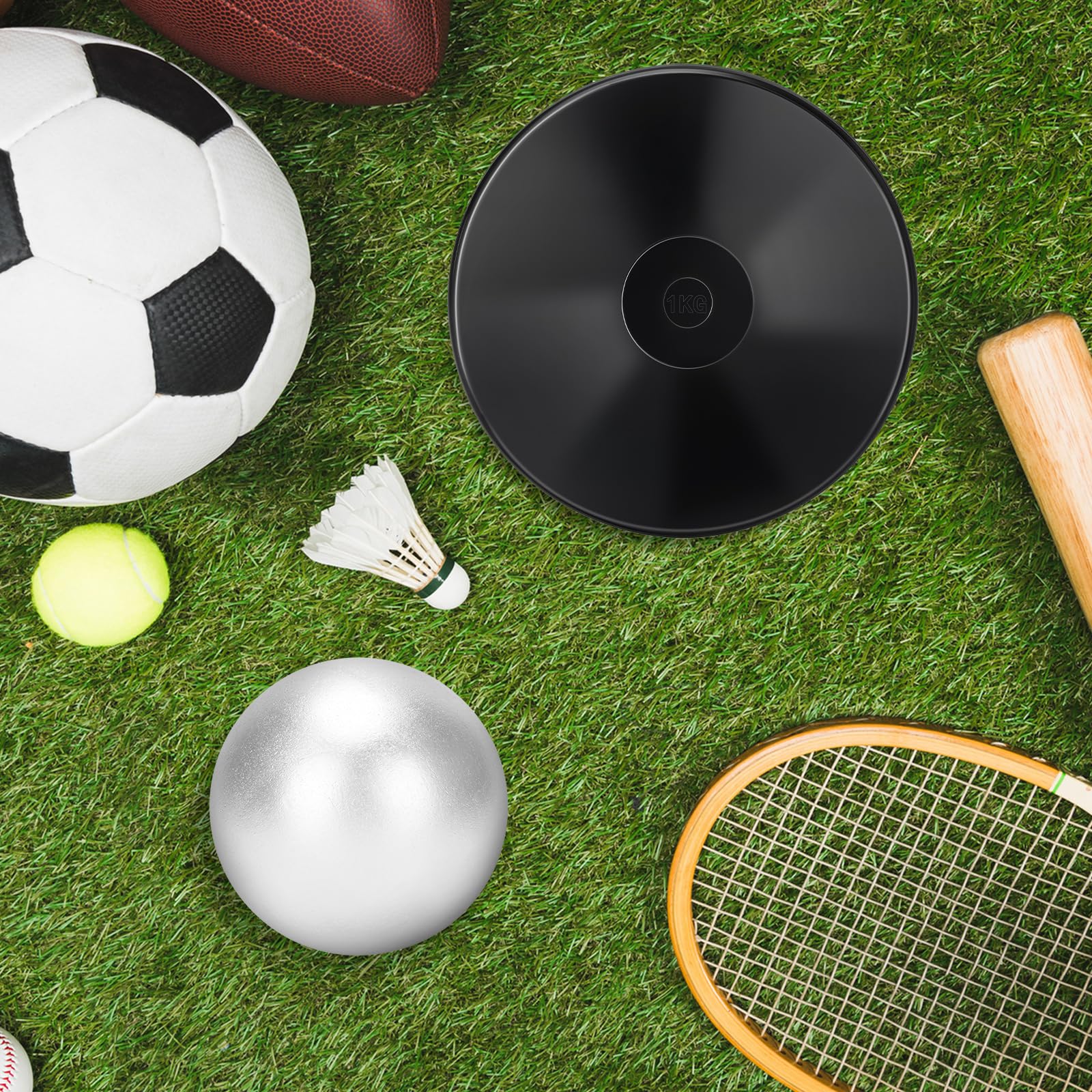 Zealor 2Pcs Iron Shot Put Set 1Kg Shot Put Rubber Discus Black Shot Put 8Lbs Shot Put Ball School Track And Field Equipment For