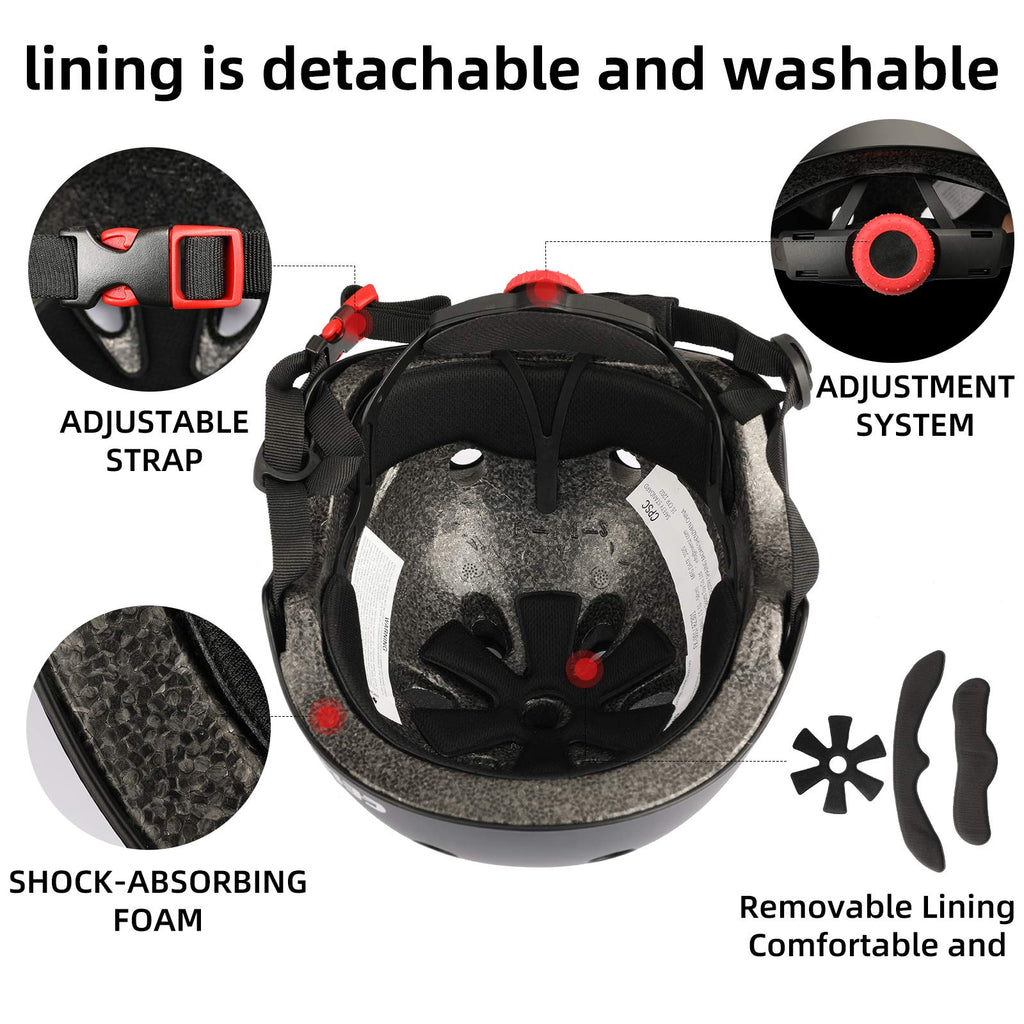 Celoid Kids Helmet Pad Set,Adjustable Kids Skateboard Bike Helmet Knee & Elbow Pads Wrist Guards 5-8 Years Kids Protective Gear
