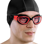 Aqtivaqua Swimming Goggles Swim Goggles For Adults Men Women Kids Youth Girls Boys Children Dx (Clear-Lenses Red/Black-Frame)