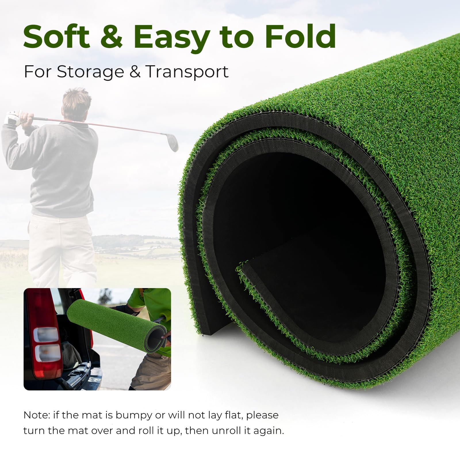 Gymax Golf Mat, Artificial Turf Golf Hitting Mat W/ 2 Alignment Sticks & 2 Rubber Tees, Thick Golf Practice Mat Training Aid?For