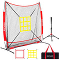 ZONLOLO 6x6ft Baseball & Softball Net for Hitting,Pitching and Batting, Throwing,Baseball net with Sturdy Bow Frame,Battting Tee
