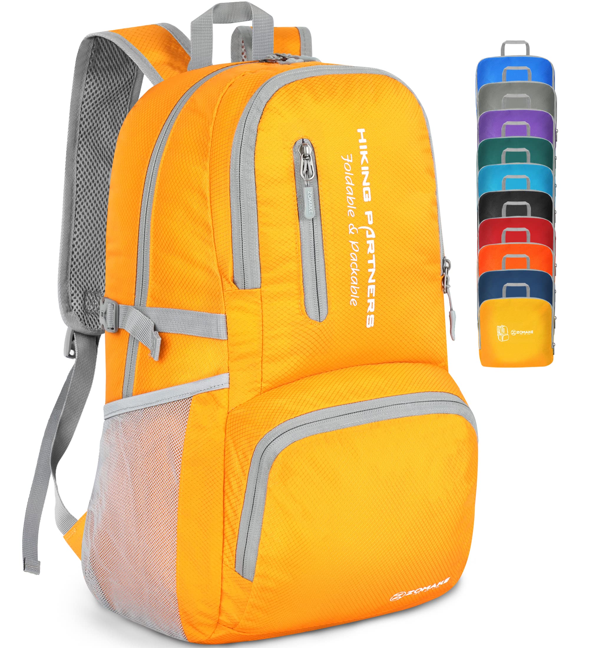 ZOMAKE Lightweight Packable Backpack - 35L Light Foldable Hiking Backpacks Water Resistant Collapsible Daypack for Travel(Yellow