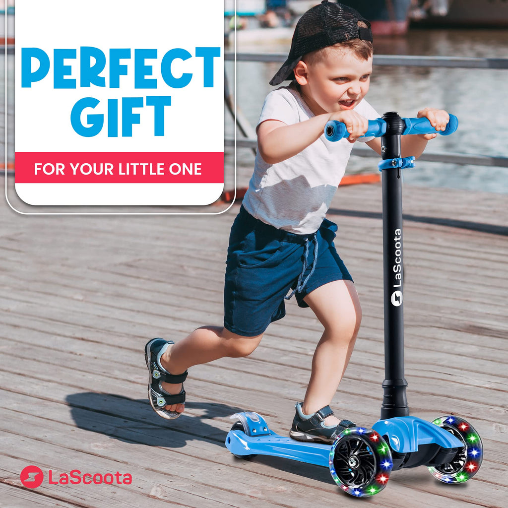 Lascoota 2-in-1 Kids Scooter - Seated-to-Stand Kids Scooter with Removable Seat - Adjustable Handlebar Height & Lean-to-Steer Ba