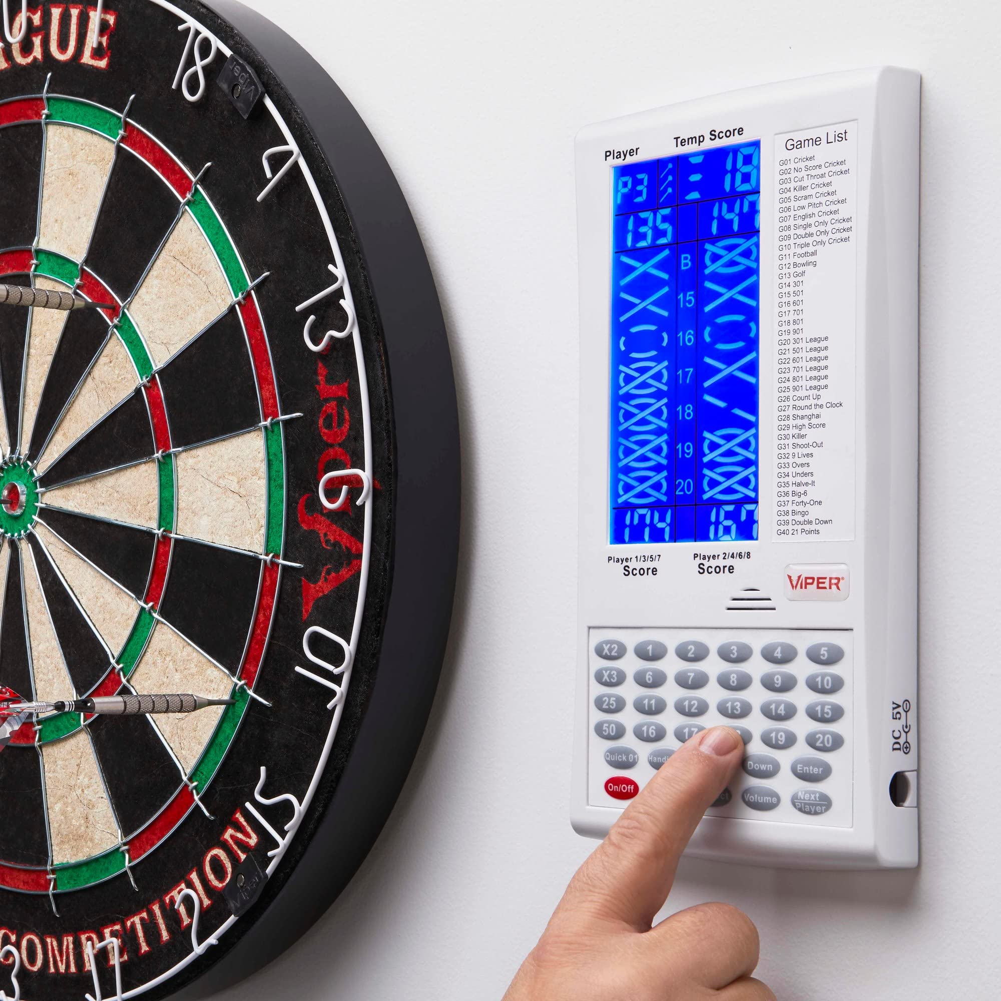 Viper By Gld Products Proscore Digital Dart Scorer Electronic Dartboard Scoreboard For Up To 8 Players, With 40 Games And 655 Ga