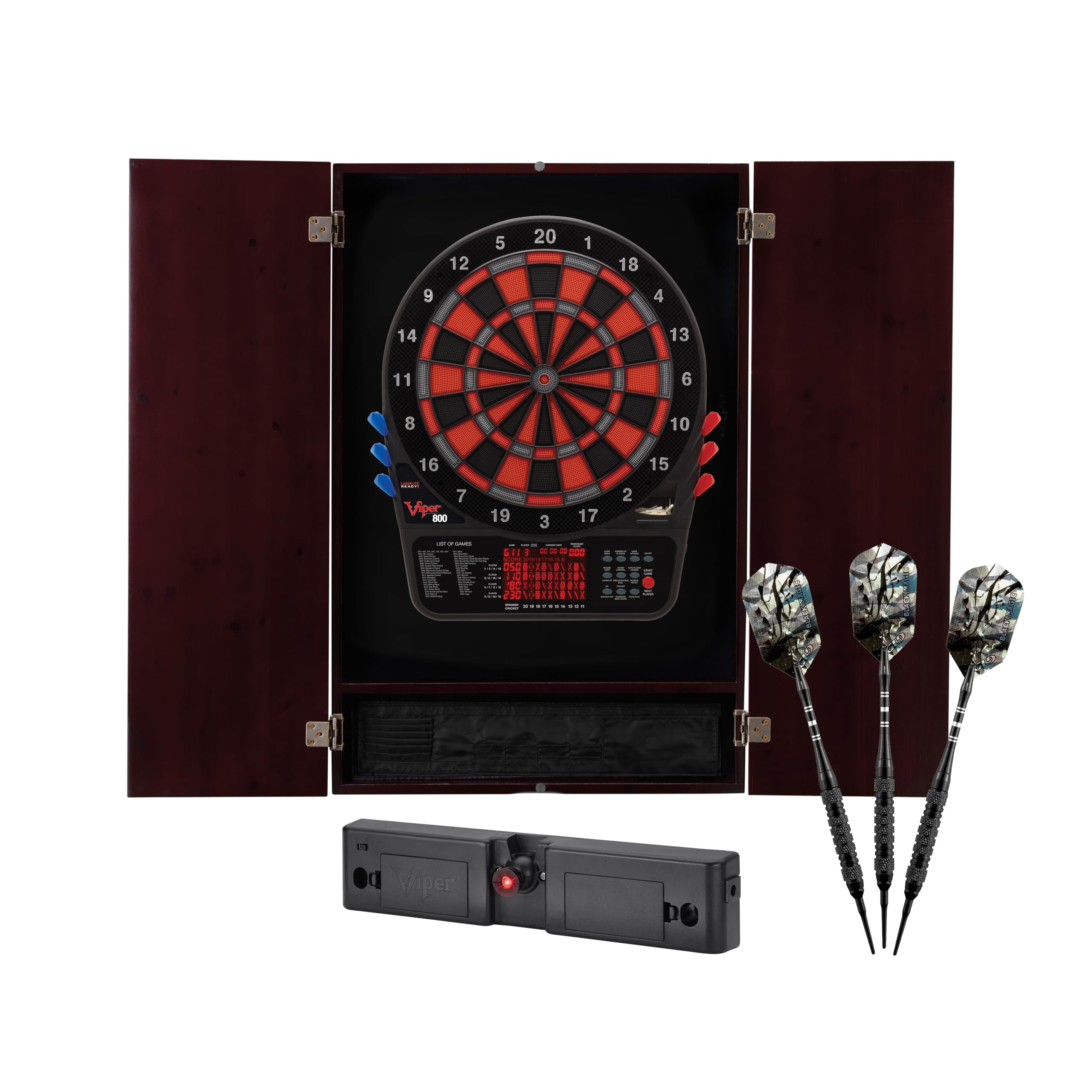 Viper By Gld Products Sisal/Bristle Viper Metropolitan Electronic Soft Tip Cabinet Bundle: Elite Set (800 Dartboard, Darts And L