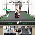 Therun Walking Pad, 2 In 1 Foldable Treadmills For Home, 2.5Hp Under Desk With Handle Bar, 16 Widened Running Belt, With Remote