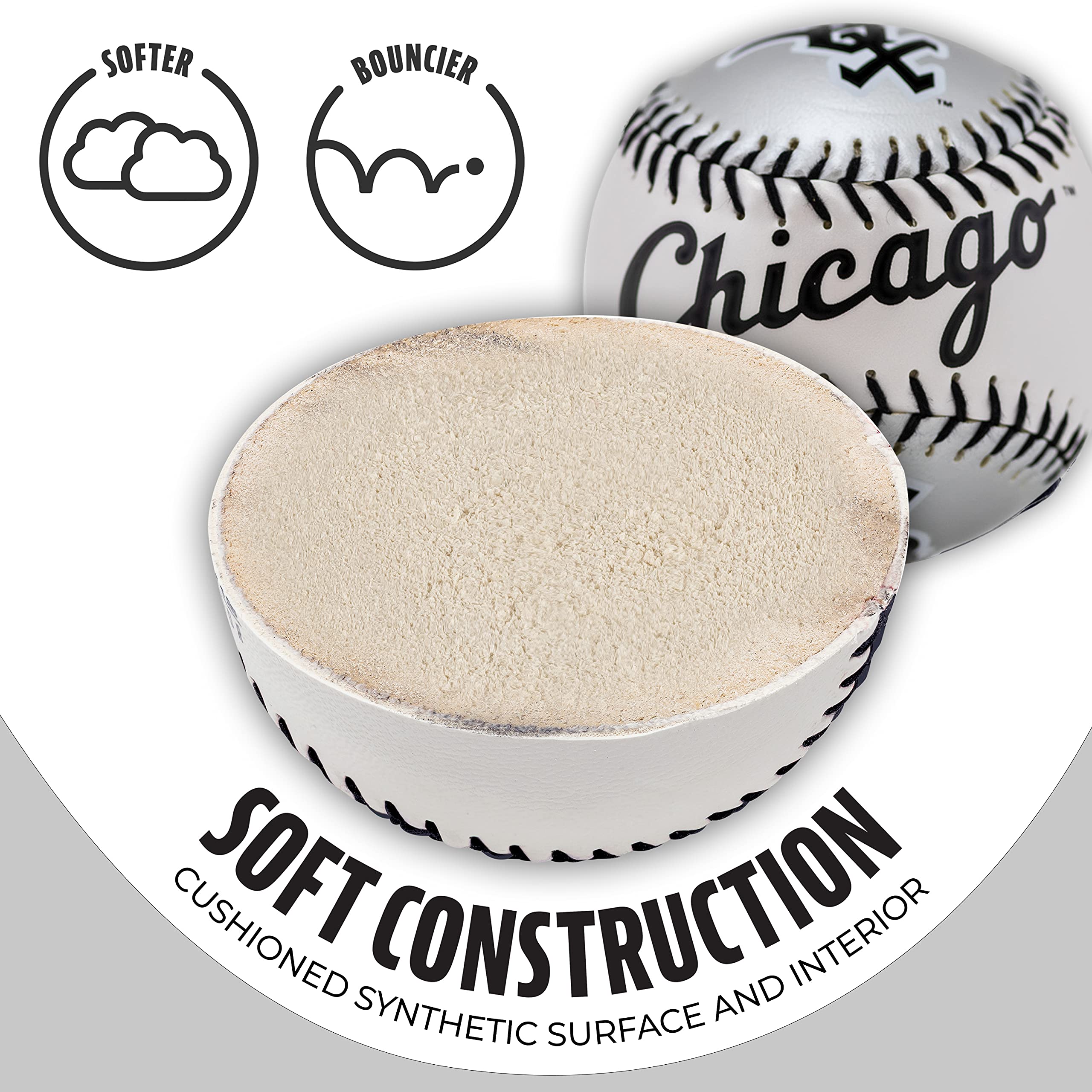 Franklin Sports Chicago White Sox Mlb Team Baseball - Mlb Team Logo Soft Baseballs - Toy Baseball For Kids - Great Decoration Fo
