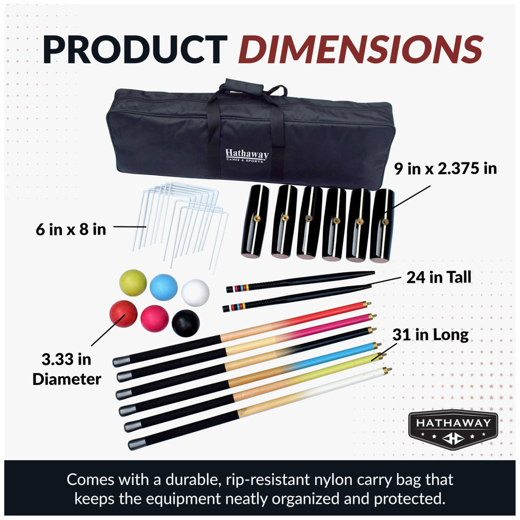 Hathaway Deluxe 6-Player Croquet Set Multi, 33.5''L X 9''W X 2.75''H