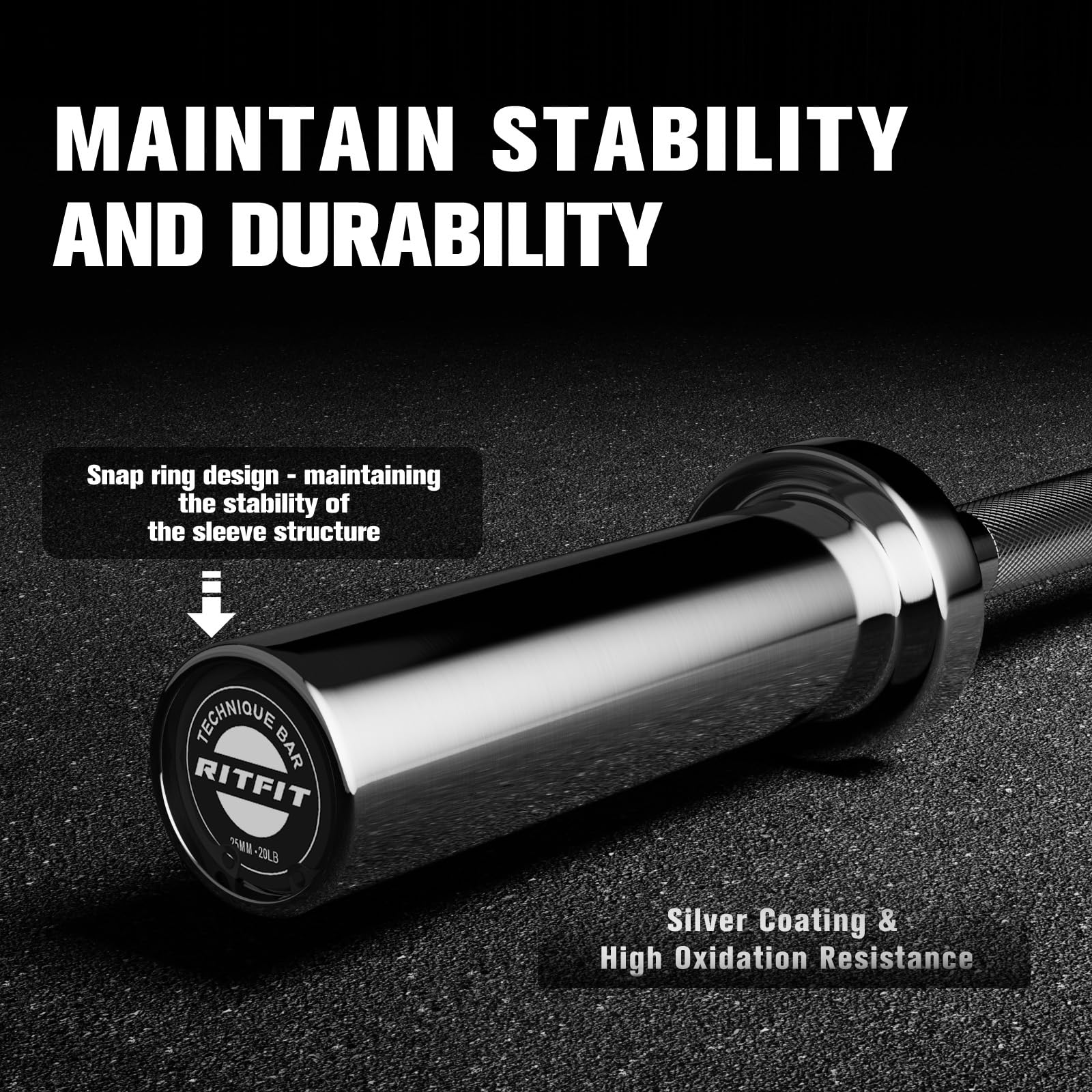 Ritfit Olympic Barbell 4Ft, 2-Inch Weightlifting Bar For Strength Training And Home Gym