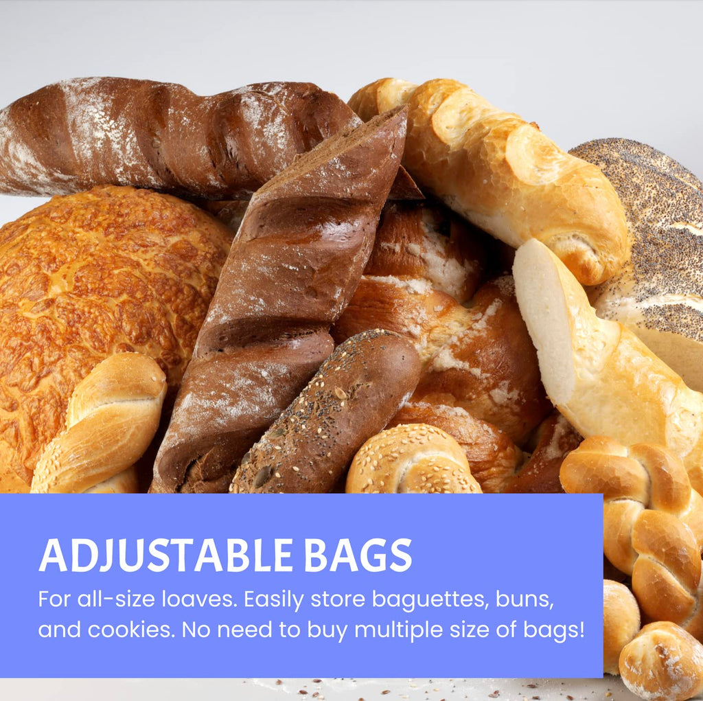 Reusable Plastic Bread Bags For Homemade Bread - 100 Pack Clear Bread Bag With Ties For An Airtight Moisture-Free Preservation A