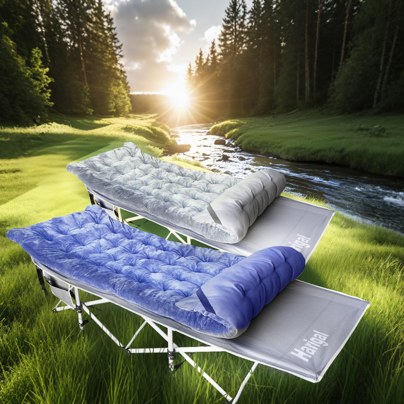 Camping Cot With Comfortable Mattress, 1 Pack Folding Camping Cots, Cots For Sleeping Camping Bed Heavy Duty Folding Cot With Ca