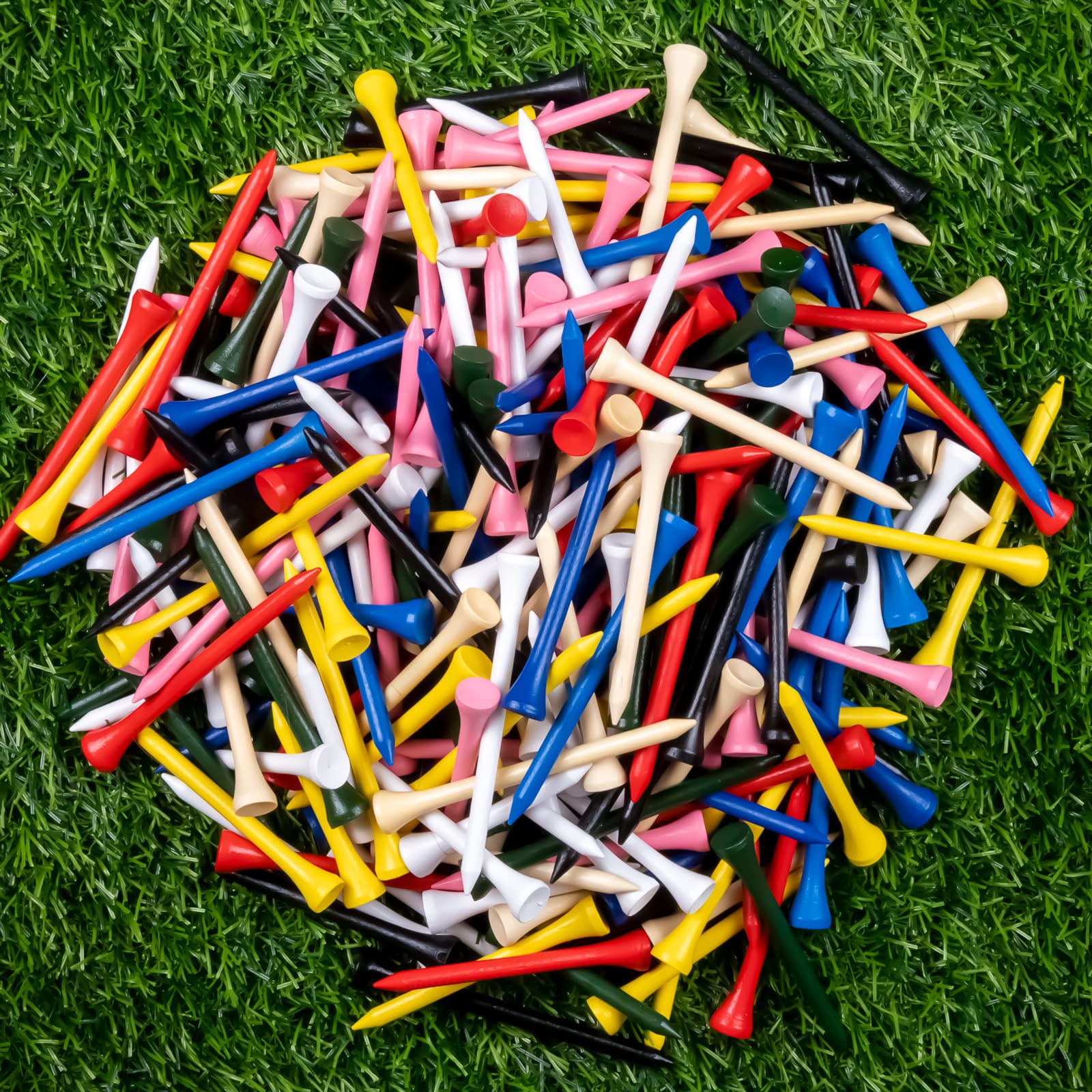 Thiodoon Golf Tees 250 Pcs Professional Natural Wood Golf Tees, 8 Bright Colors Mixed Size 3-1/4 Inch, 2-3/4 Inch And 2-1/8 Inch