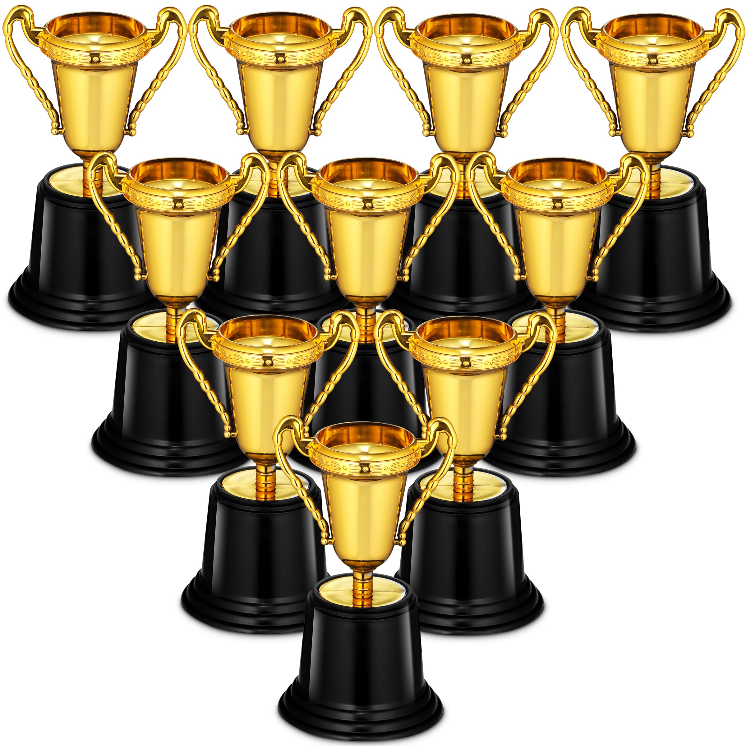 Gold Trophy Award Cups - Pack Of 12 Bulk 5 Inch Plastic Gold Mini Trophies For Party Favors, Props, Rewards, Trophy Cup Competit