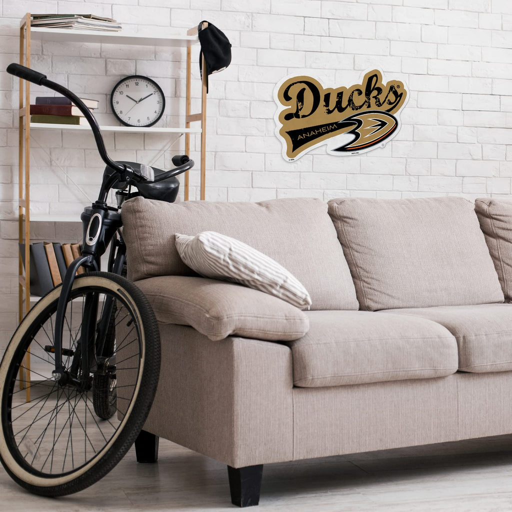 Rico Industries Nhl Anaheim Ducks Distressed Shape Cut Pennant - Home And Living Room D  Cor - Soft Felt Ez To Hang