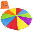 Play Platoon Rainbow Parachute Toy For Kids, Kid Parachute With Handle, 10 Ft Play Parachute Game For Kids With 10 Handles, Para