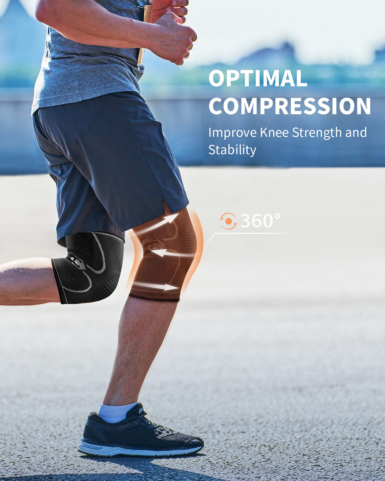 Cambivo 2 Pack Knee Brace, Knee Compression Sleeve For Men And Women, Knee Support For Running, Workout, Gym, Hiking, Sports (Gr