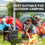 Womeyork Outdoor Camping Stove, Portable Wood Burning Stove With Chimney Pipe For Tent, Shelter, Heating And Cooking (Black-S)