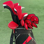 Andux 6Pcs/Set Golf Club Head Covers Long Neck (3Pcs Hybrid Covers + 3Pcs Wood Covers) (Black/Red)