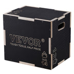 Vevor 3 In 1 Plyometric Jump Box, 16/14/12 Inch Wooden Plyo Box, Platform & Jumping Agility Box, Anti-Slip Fitness Exercise Step