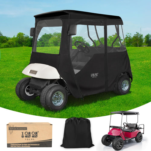 10L0L Golf Cart Enclosure 600D For 2 Passenger Universal Ezgo Txt/Rxv, With 2 Door Zippers, Security Side Mirror Openings, Taill