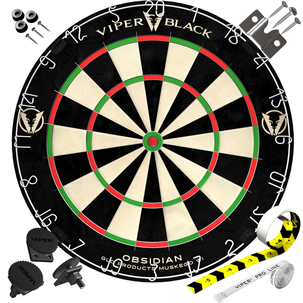 Viper Obsidian Black Official Competition Steel Tip Dartboard, Wdf Accredited With Staple-Free Razor-Thin Spider Wire, Self-Heal