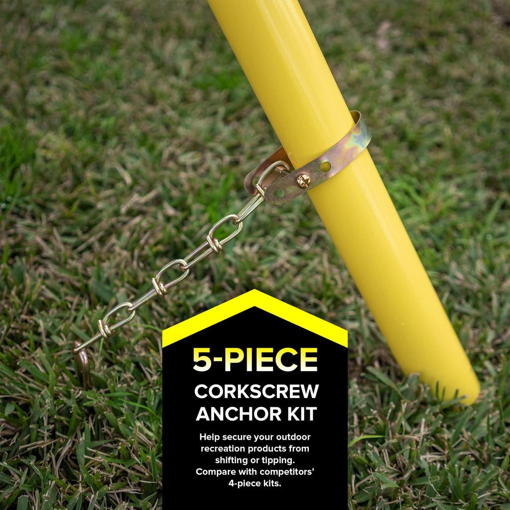 Sportspower Msc-5672 Deluxe Corkscrew 5-Piece Metal Ground Anchor Hardware Kit For Swing Sets And Trampoline - Gold