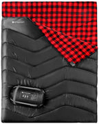 Double/Single Sleeping Bag For Adults Camping, Extra Wide 2 Person Waterproof Cotton Flannel Sleeping Bag For 3-Season Warm & Co