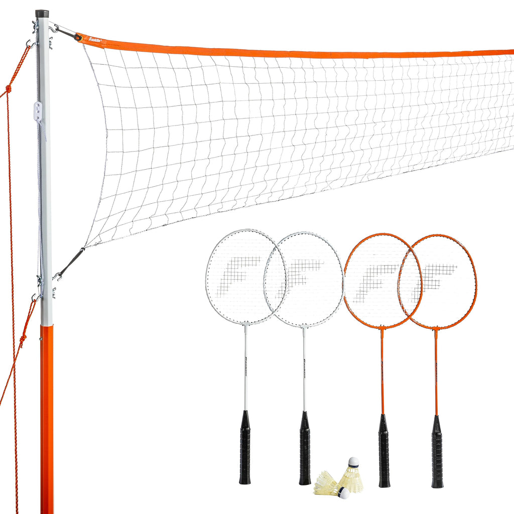 Franklin Sports Badminton Set - Backyard Badminton Net Set - Rackets And Birdies Included - Backyard Or Beach Badminton Set - St