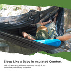 Hammock Tent With Bug Net - Insect Free Hammock Tent, Asymmetrical Design & Integrated Inflatable Pad Sleeve For A Lay Flat & In