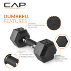CAP Barbell 150 LB Coated Hex Dumbbell with Tinted Handle Weight Set and Vertical Rack