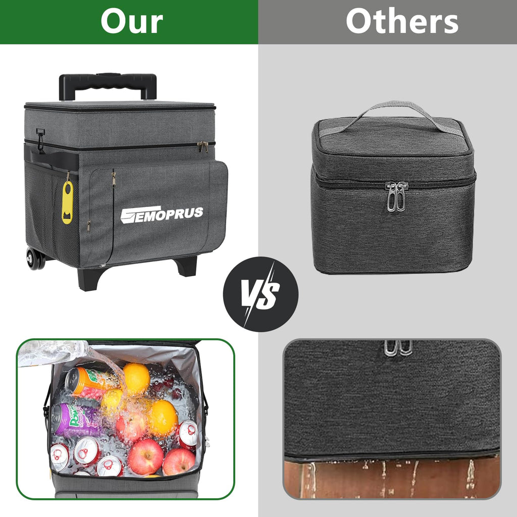 Cooler With Wheels And Handle, 50 Can Rolling Cooler, Portable Collapsiblecooler On Wheels,Leakproof Insulated Wheeledcoolers Fo