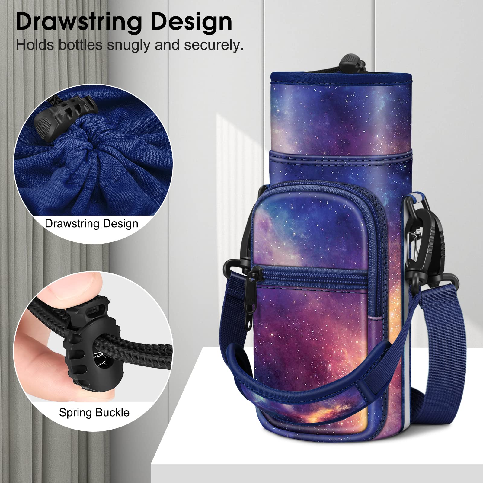 Casebot Water Bottle Carrier Bag Sling Case, Sports Water Bottle Pouch Holder Sleeve With Adjustable Shoulder Hand Strap And 2 P