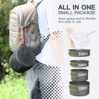Lixada Camping Cookware Set,11Pcs Camping Cookware Mess Kit With Non-Stick Lightweight Pot Pan Bowls Set For Outdoor Camping Bac