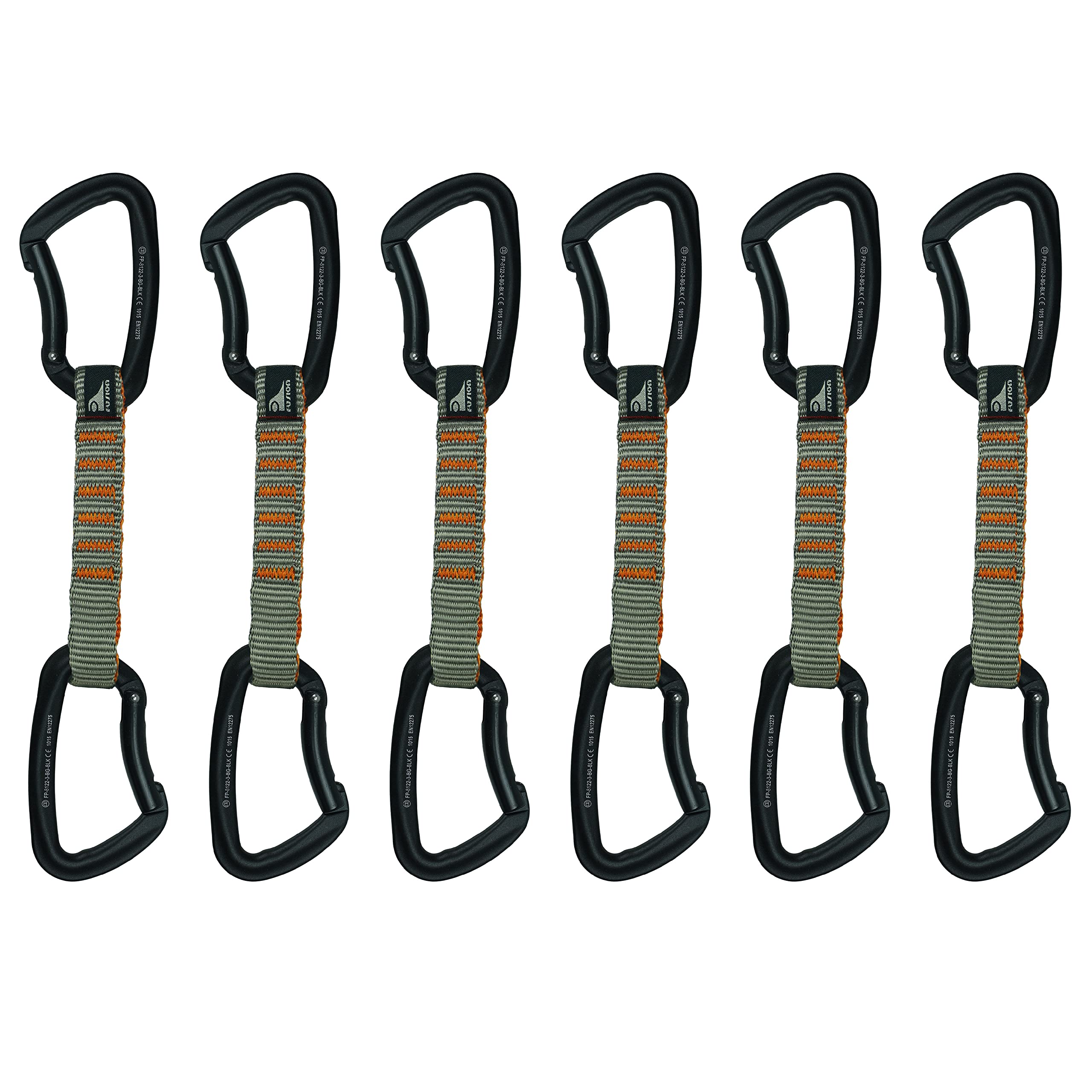 Fusion Climb 6-Pack 11cm Quickdraw Set with Techno Zoom Bent Gate Carabiner/Techno Zoom Bent Gate Carabiner, Universal