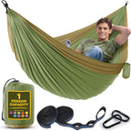 Durable Hammock 400 Lb Capacity, Nylon Camping Hammock Chair - Double Or Single Sizes W/Tree Straps And Attached Carry Bag - Por