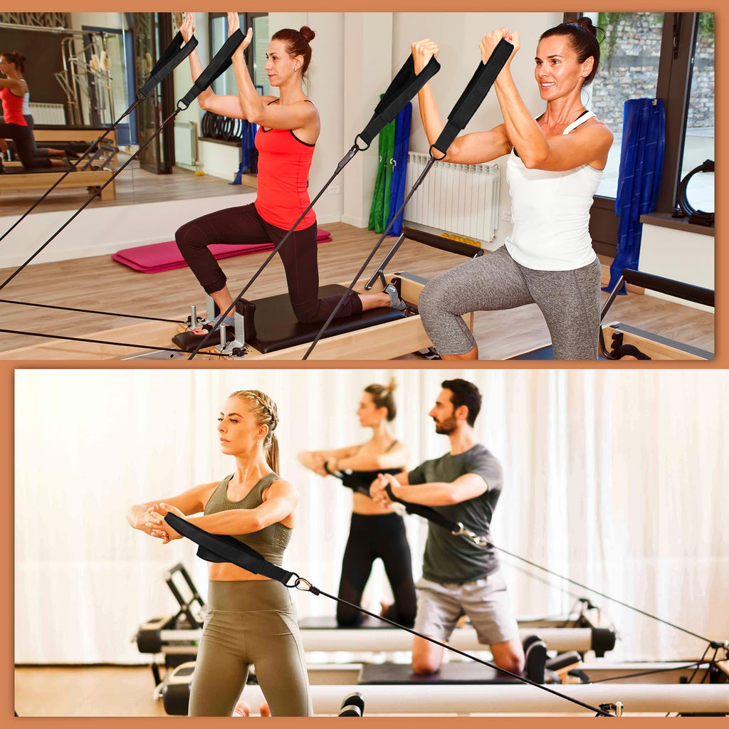 Tobwolf 2Pcs Pilates Double Loop Straps For Reformer, Feet Fitness Equipment Straps, Double Padded D-Ring Loops, Yoga Double Loo