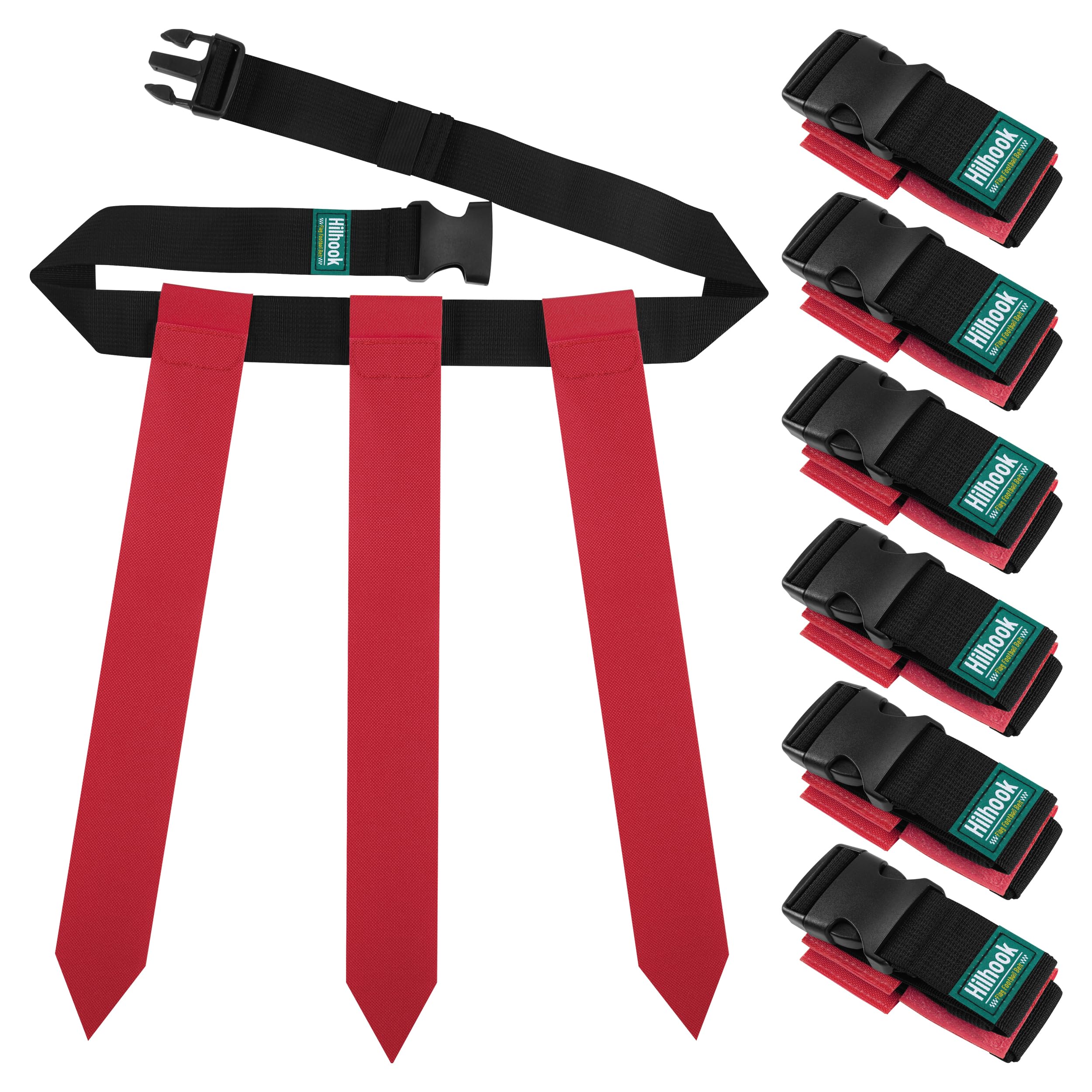 Hilhook Flag Football Belts, 7 Players Adjustable Flag Football Flags Sets for Youth, Kids and Adults Sport Team Building and Co