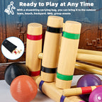 Speedarmis 8 Players Croquet Set - 28In Pine Wooden Mallets, Colored Pe Ball, Wickets, End Stakes, Lawn Backyard Outdoor Game Se