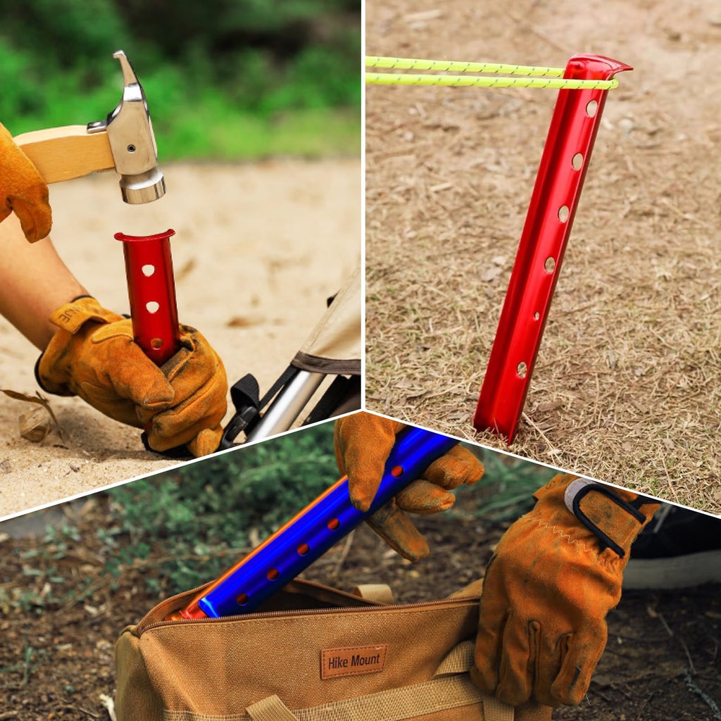 Azarxis Snow Sand Tent Stakes Pegs Aluminum U-Shaped Lightweight Heavy Duty Ground Nails For Beach Shade Canopy Camping Hiking B