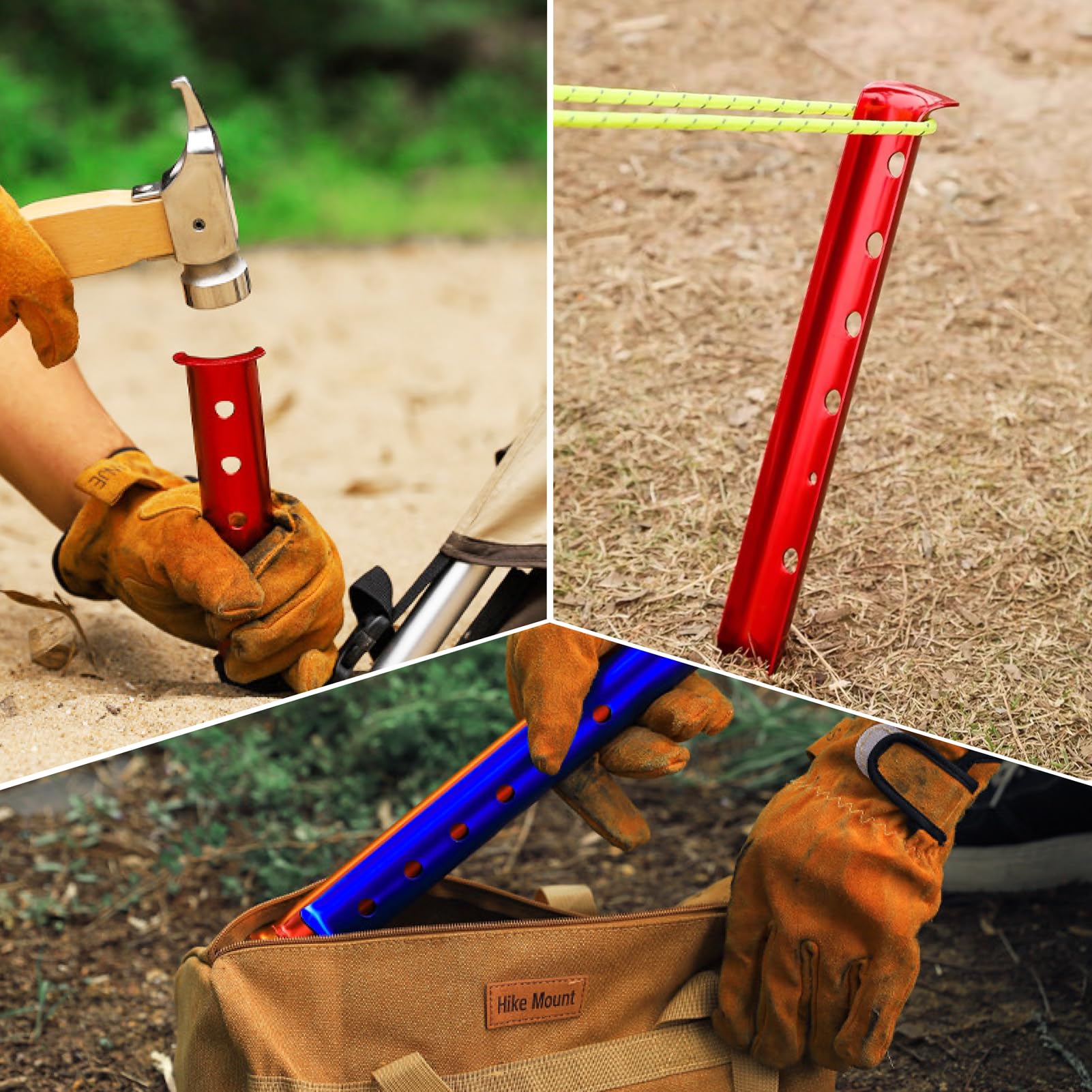 Azarxis Snow Sand Tent Stakes Pegs Aluminum U-Shaped Lightweight Heavy Duty Ground Nails For Beach Shade Canopy Camping Hiking B