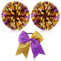 Hanaive 12 Inch Cheerleading Pom Poms and Large Cheerleader Hair Bow Large Metallic Cheer Cheerleader Pom Poms for Sports Team S