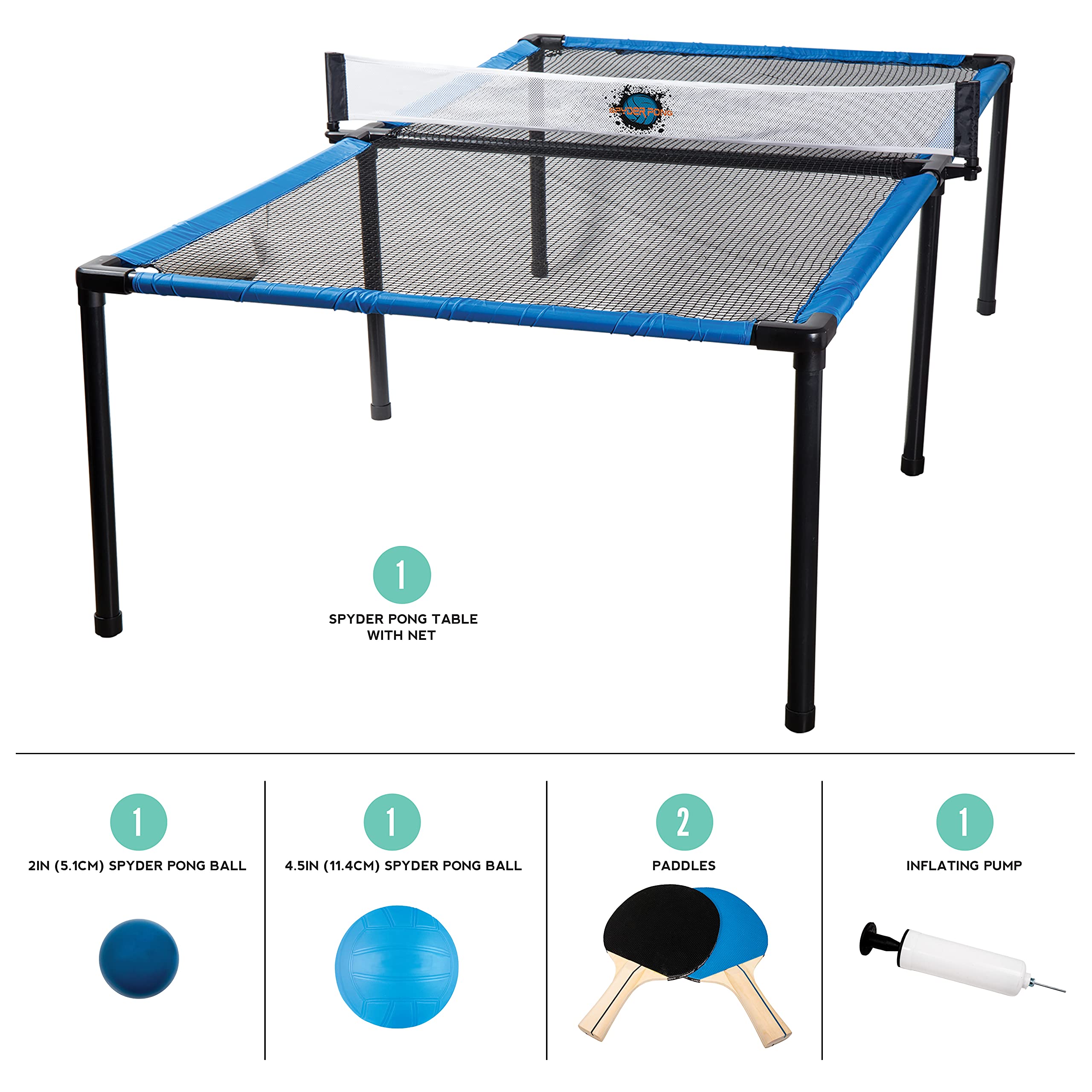 Franklin Sports Spyder Pong Tennis - Table Tennis, Volleyball + 4-Square Outdoor Game - Indoor + Outdoor Game For Kids - Include