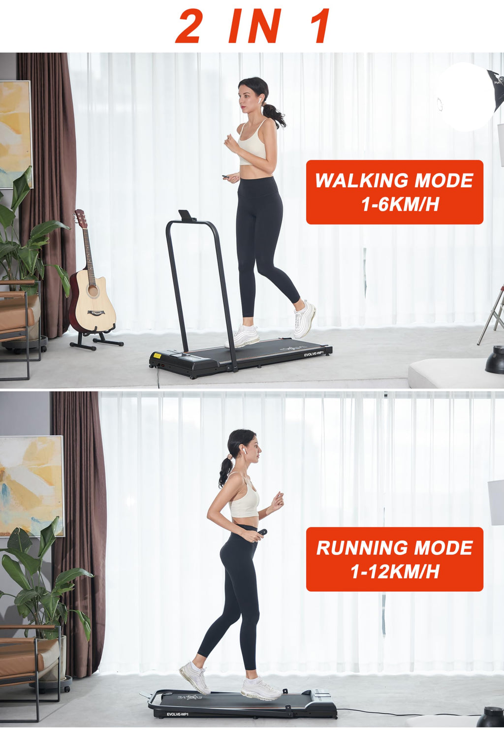 Walking Pad Treadmill With Foldable Handle Bar - Under Desk Treadmill For Home & Office | Remote Control, Bluetooth Speaker, Led