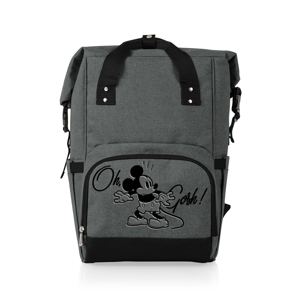 Picnic Time - Disney Mickey Mouse Otg Roll-Top Cooler Backpack, Hiking Backpack Cooler, Soft Cooler Bag, (Heathered Gray)