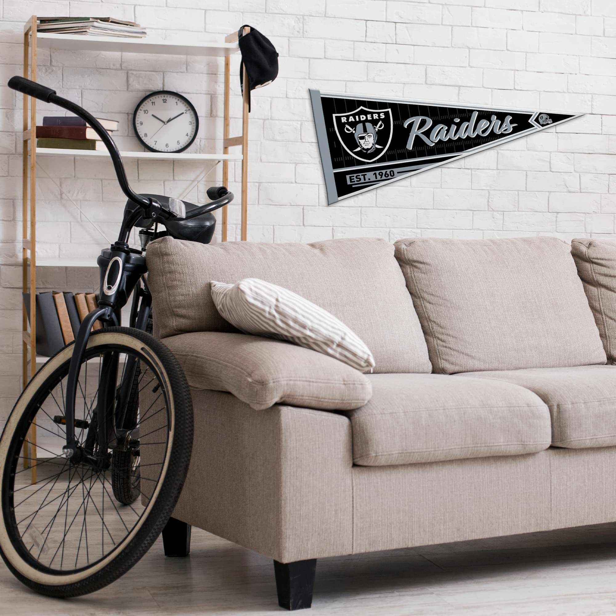 Rico Industries Nfl Football Las Vegas Raiders Classic 12'' X 30'' Felt Wall D  Cor Pennant - Great For Home/Bed Room/Man Cave D