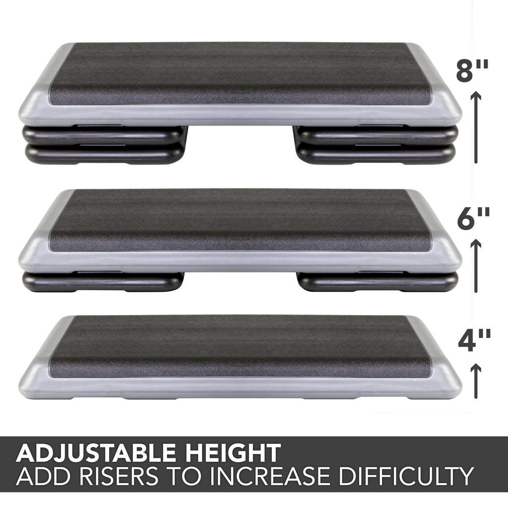 The Step (Made In Usa Original Aerobic Platform For Total Body Fitness - Health Club 4 Risers Grey